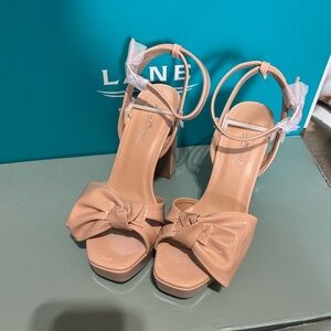 Anne Michelle Nude Bow Block Heel Sandals